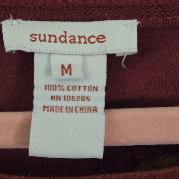 Sundance Burgundy Fully Embroidered Top Size M - Picture 7 of 7